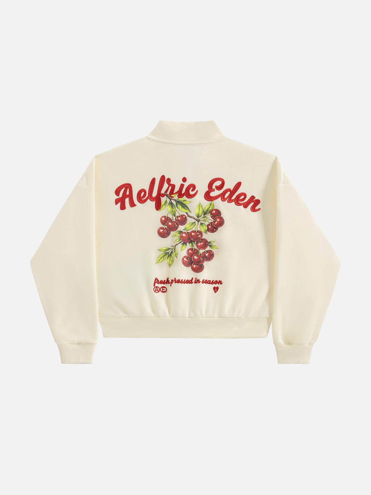 Cherry Graphic Boxy Zip Up Sweatshirt Apricot - Aelfric Eden