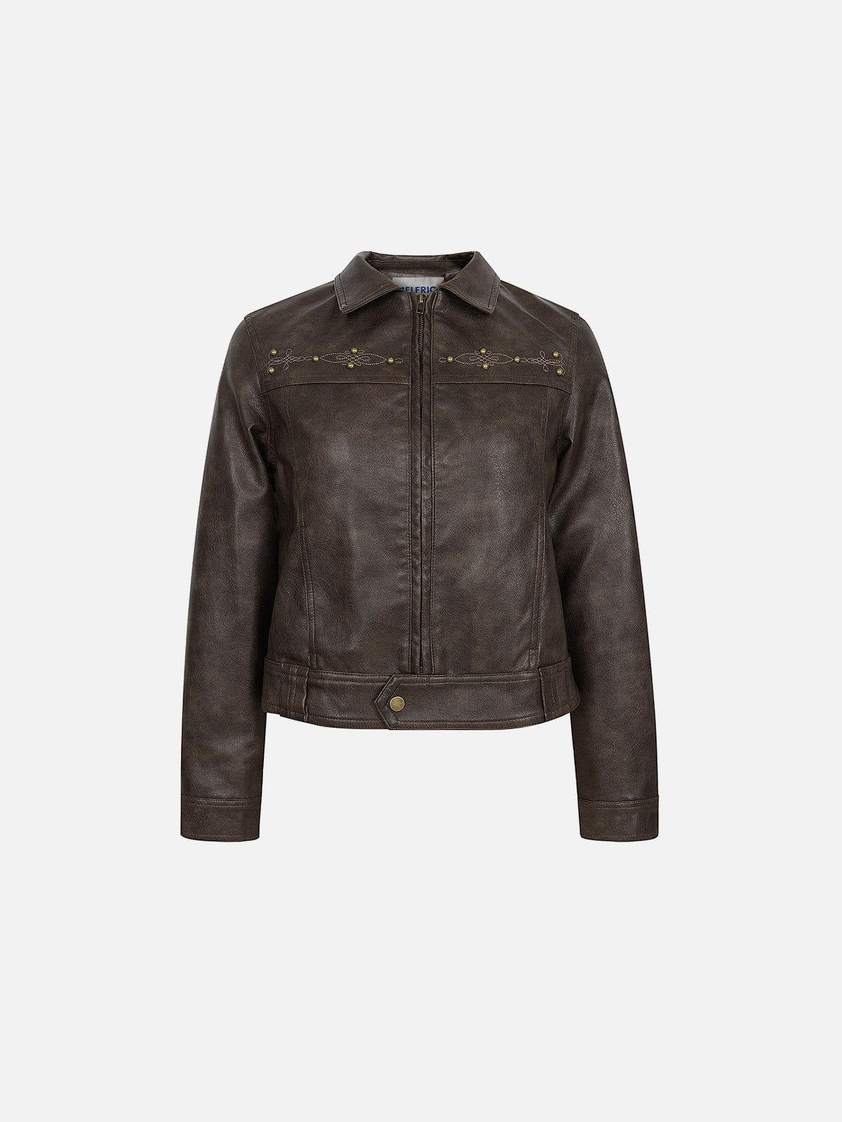 Vintage Rivet Fuax Leather Jacket Brown - Aelfric Eden