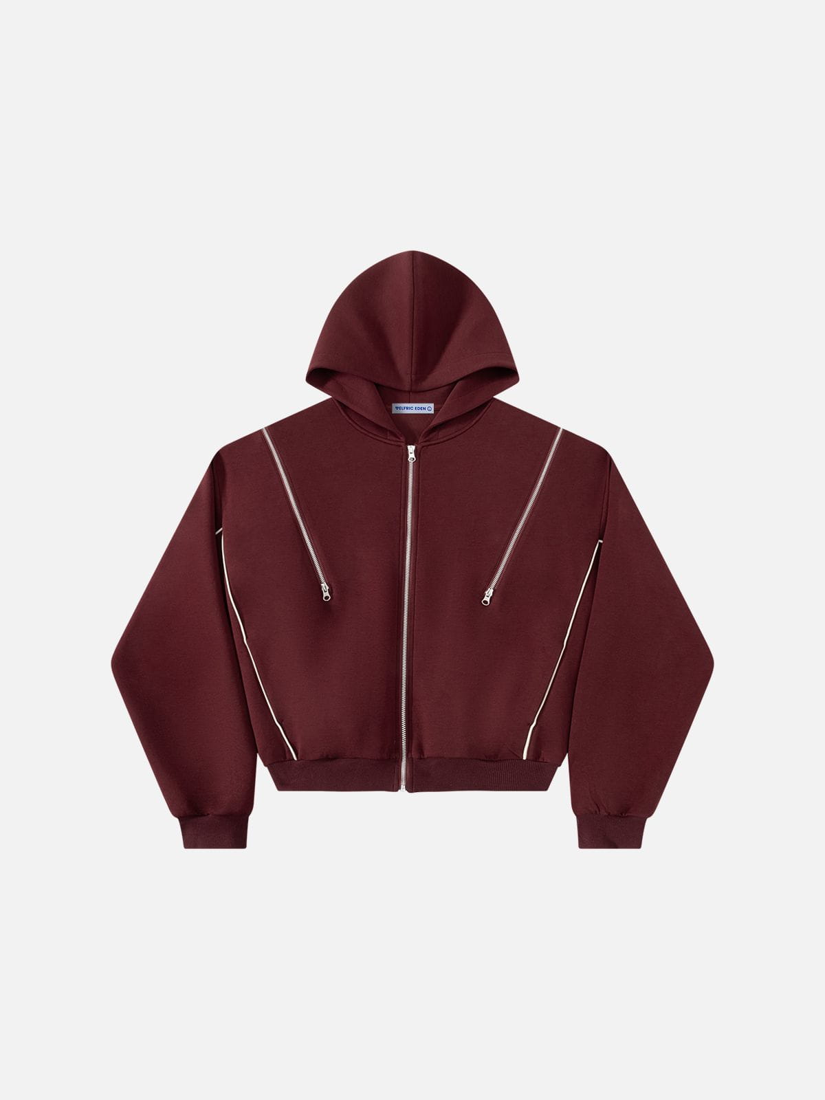 Zip Panel Zip Up Hoodie Red - Aelfric Eden