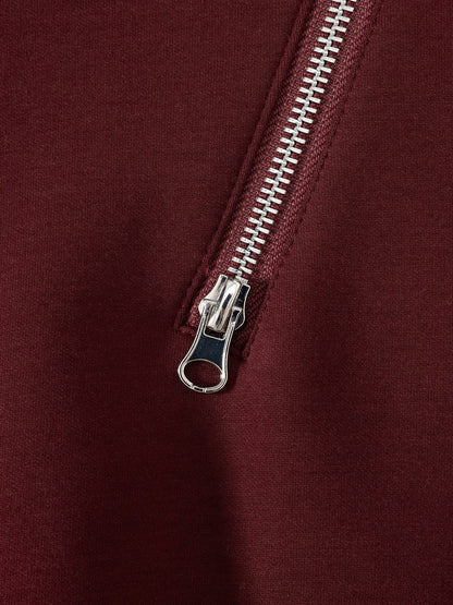 Zip Panel Zip Up Hoodie Red - Aelfric Eden