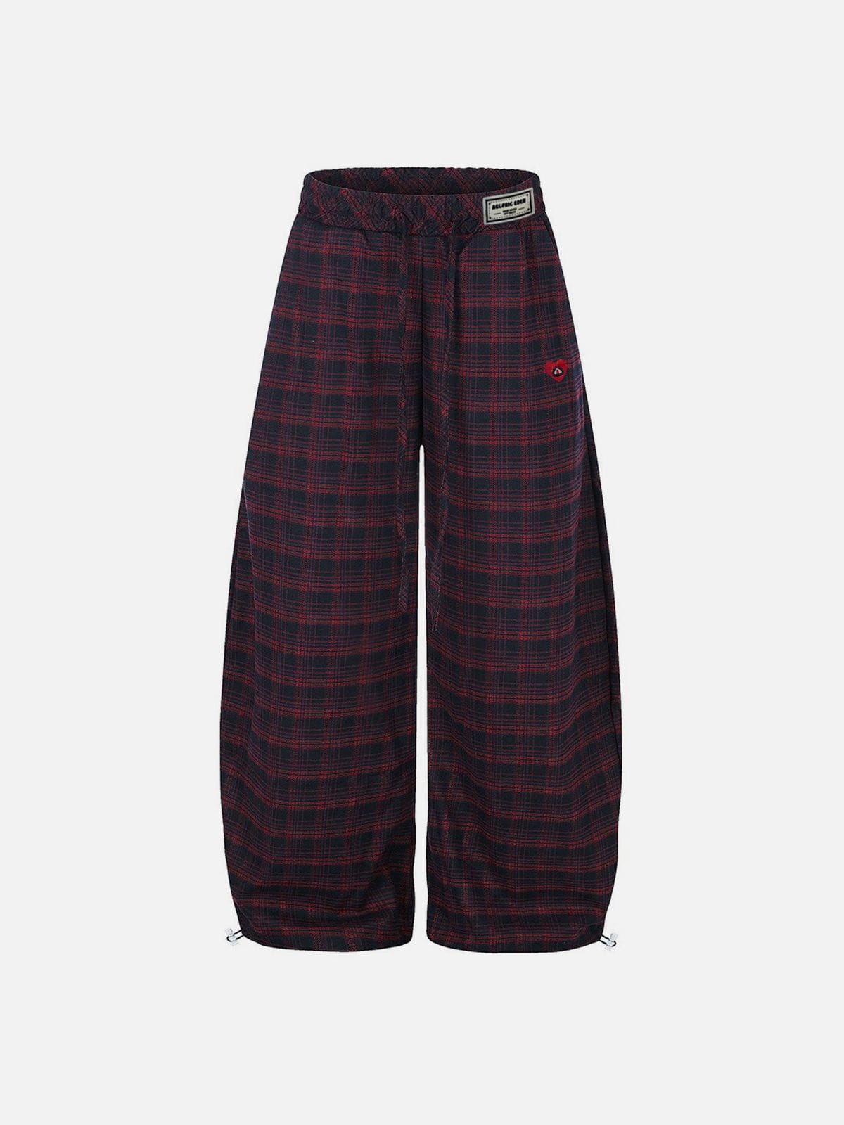 Plaid Baggy Barrel Sweatpants Dark Blue - Aelfric Eden