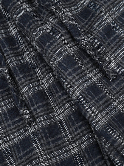 Plaid Baggy Barrel Sweatpants Dark Blue - Aelfric Eden