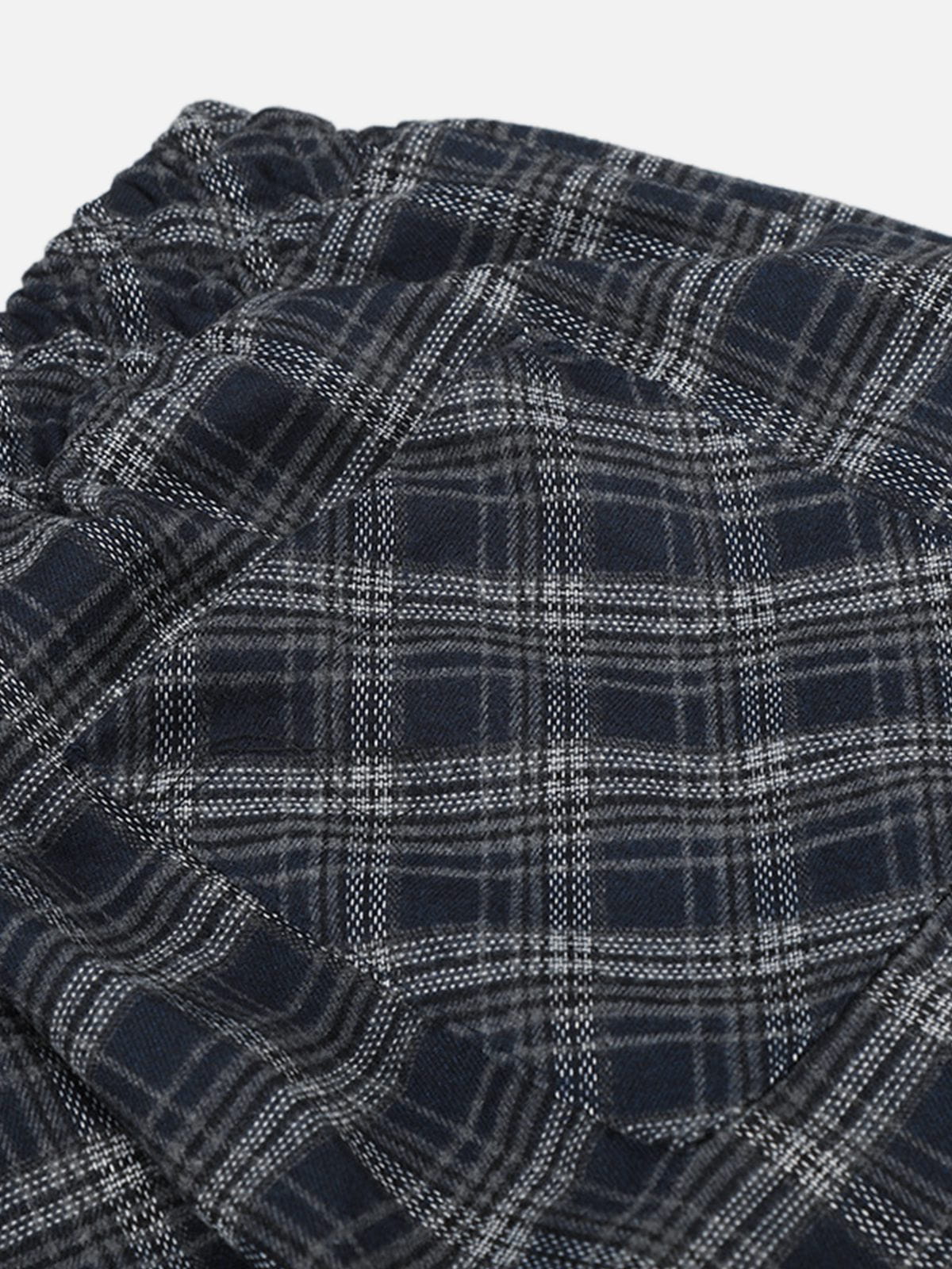 Plaid Baggy Barrel Sweatpants Dark Blue - Aelfric Eden
