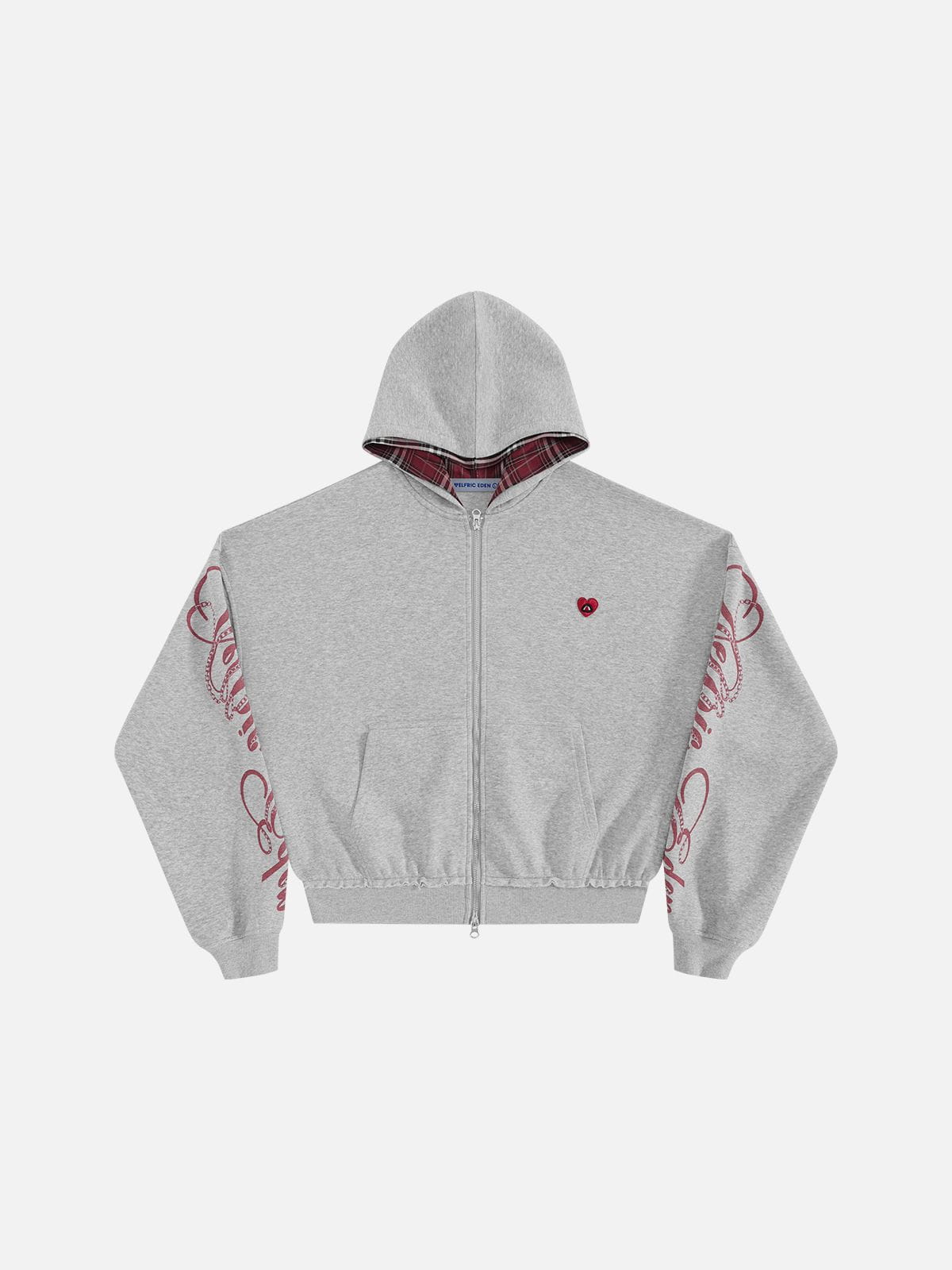 [Pre-Order] Boxy Script Graphic Zip Up Hoodie Grey - Aelfric Eden