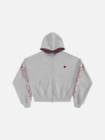 [Pre-Order] Boxy Script Graphic Zip Up Hoodie Grey - Aelfric Eden