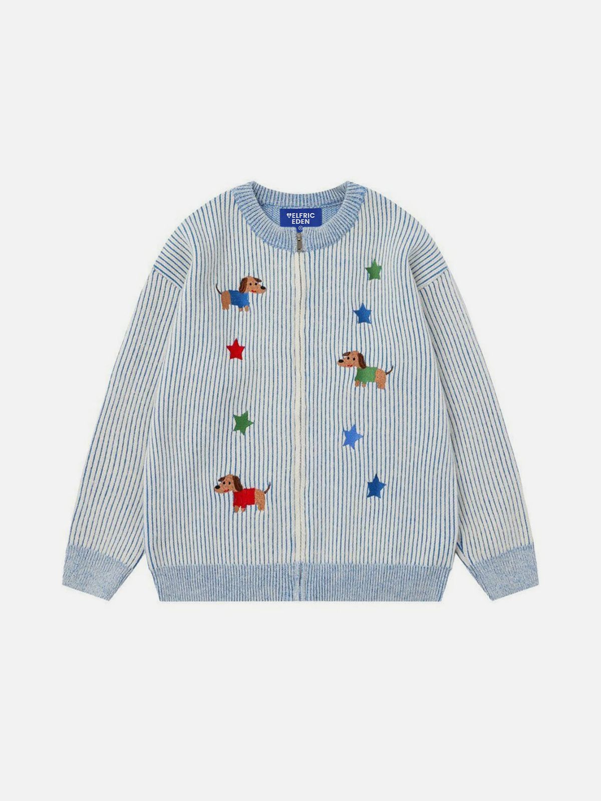 Dachshund Embroidery Cardigan Blue - Aelfric Eden