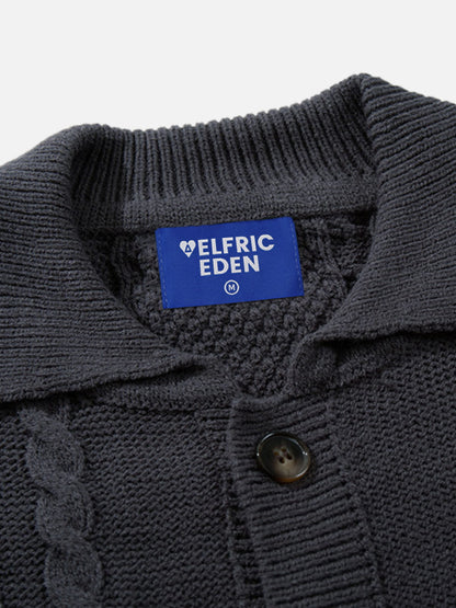 Argyle Cable Knit Cardigan Grey - Aelfric Eden