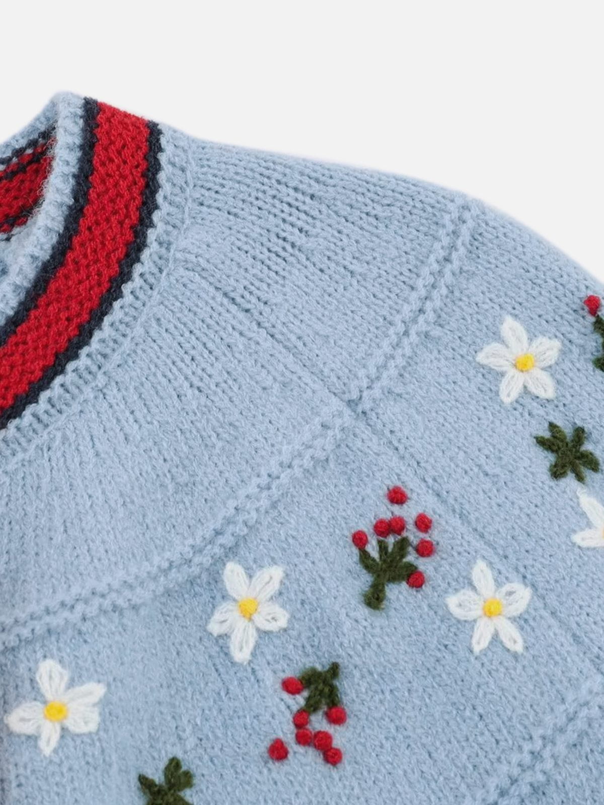 Floral Embroidery Cardigan Blue - Aelfric Eden