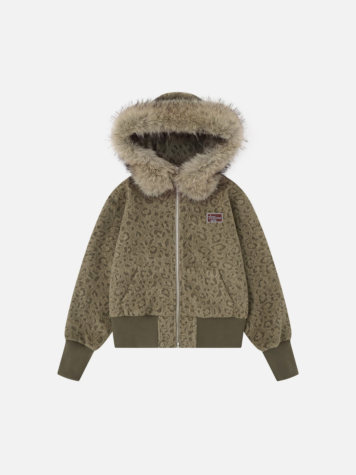 [Pre-Order] Leopard Faux Fur Zip Up Hoodie Leopard - Aelfric Eden