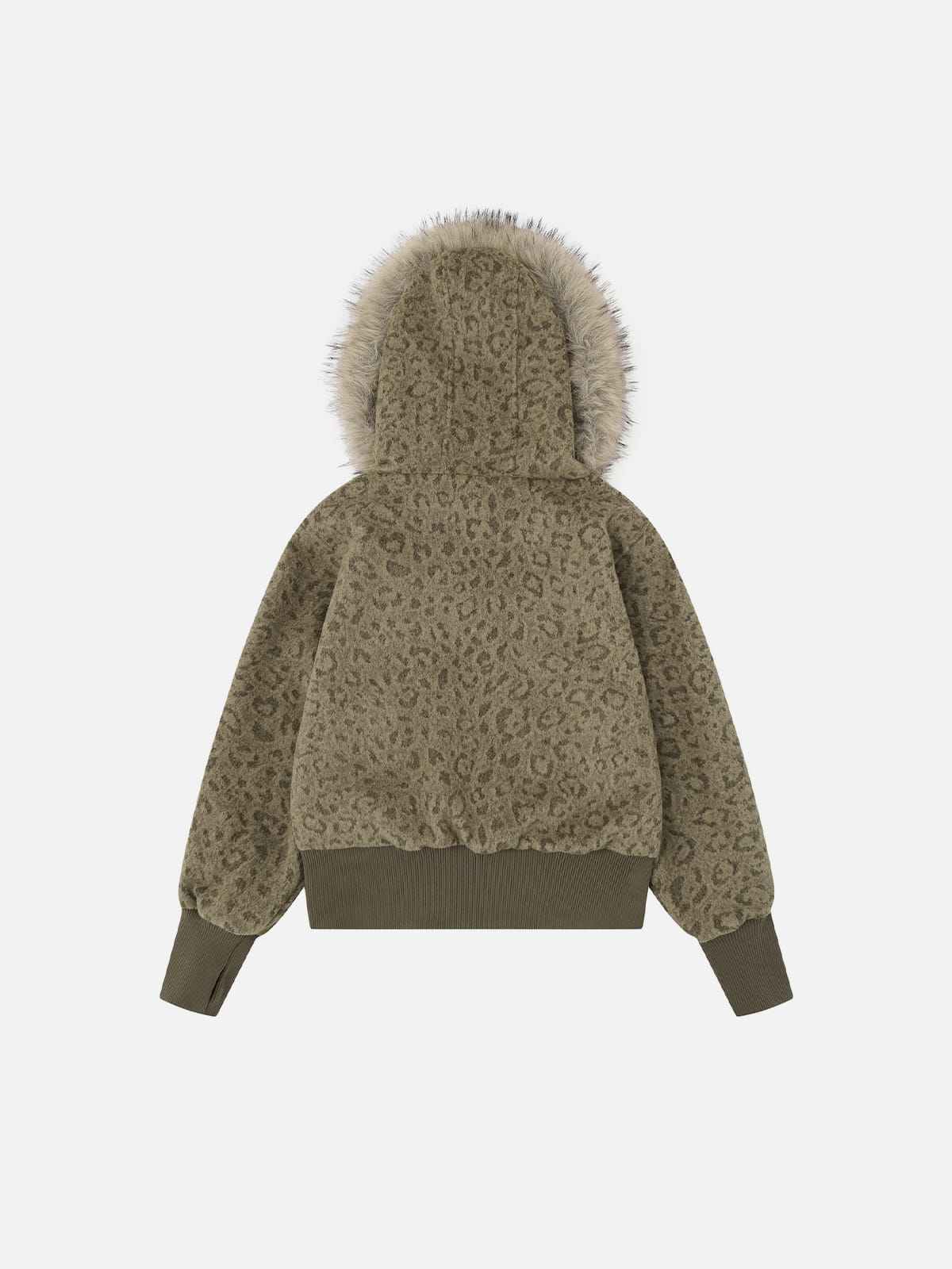 [Pre-Order] Leopard Faux Fur Zip Up Hoodie Leopard - Aelfric Eden