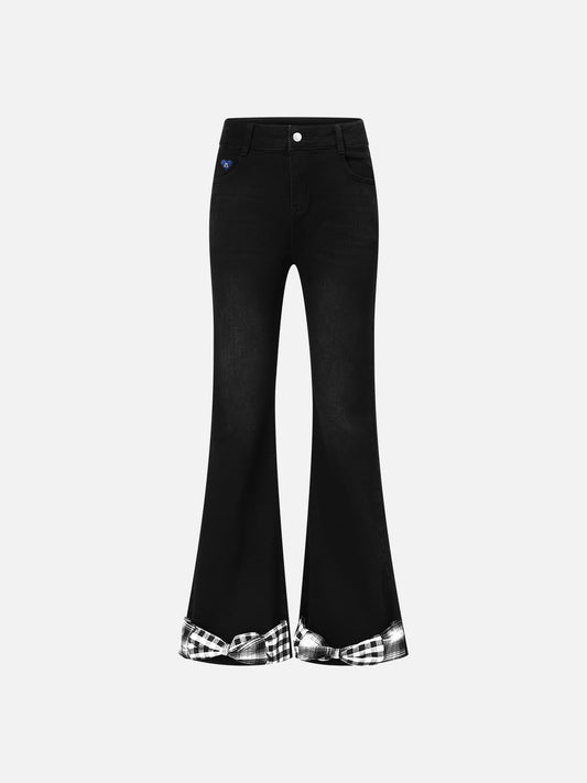 Bow Hem Bootcut Jeans Black - Aelfric Eden