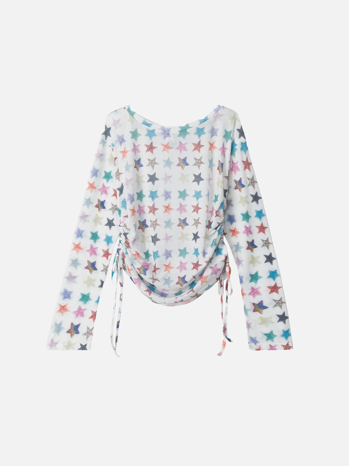 Star Ruched Long Sleeve Tee White - Aelfric Eden