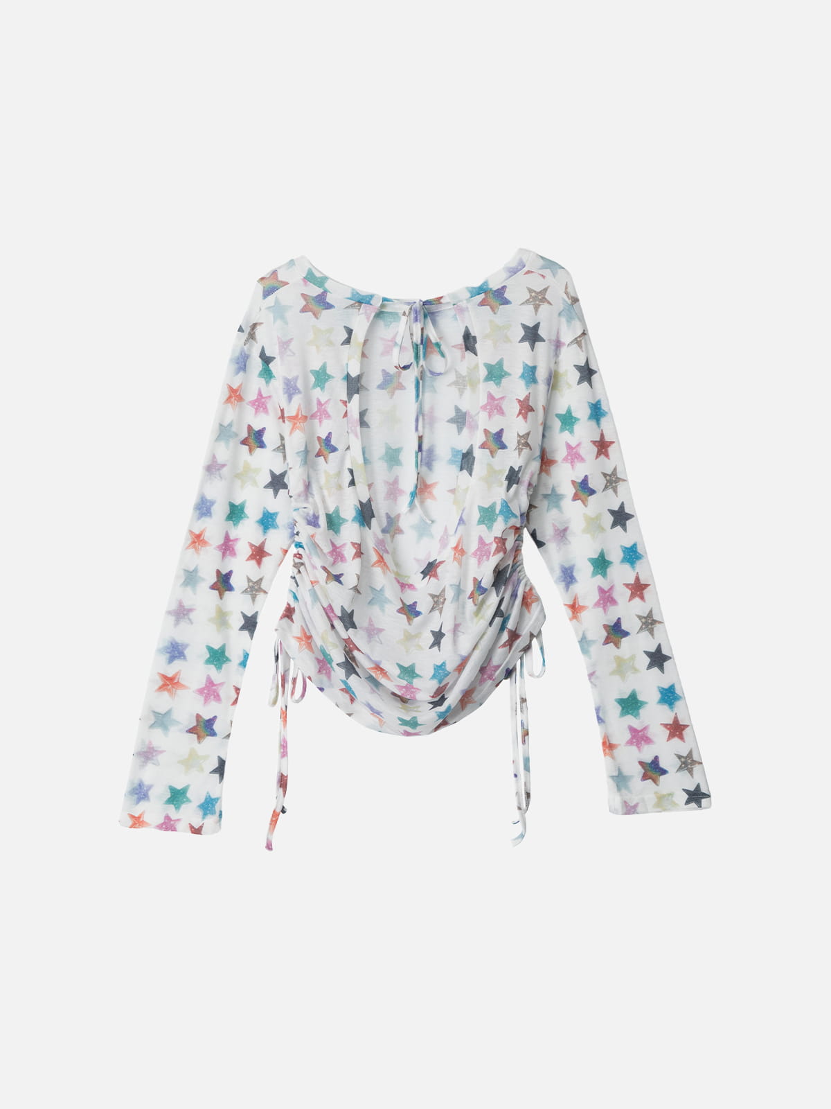 Star Ruched Long Sleeve Tee White - Aelfric Eden