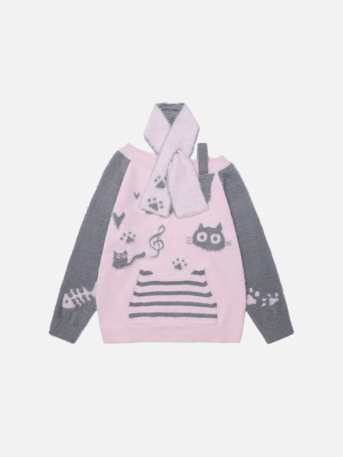 Cat Off-The-Shoulder Sweater Pink - Aelfric Eden