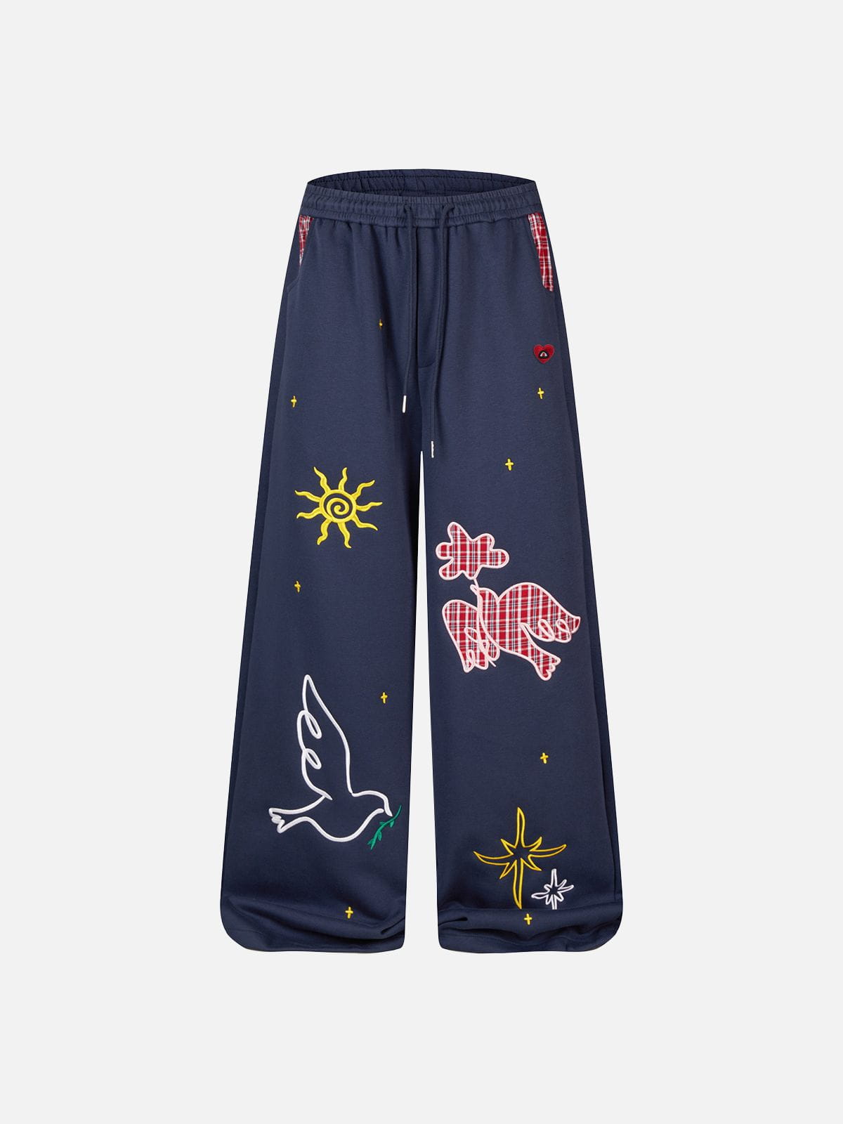 Applique Baggy Barrel Sweatpants Dark Blue - Aelfric Eden