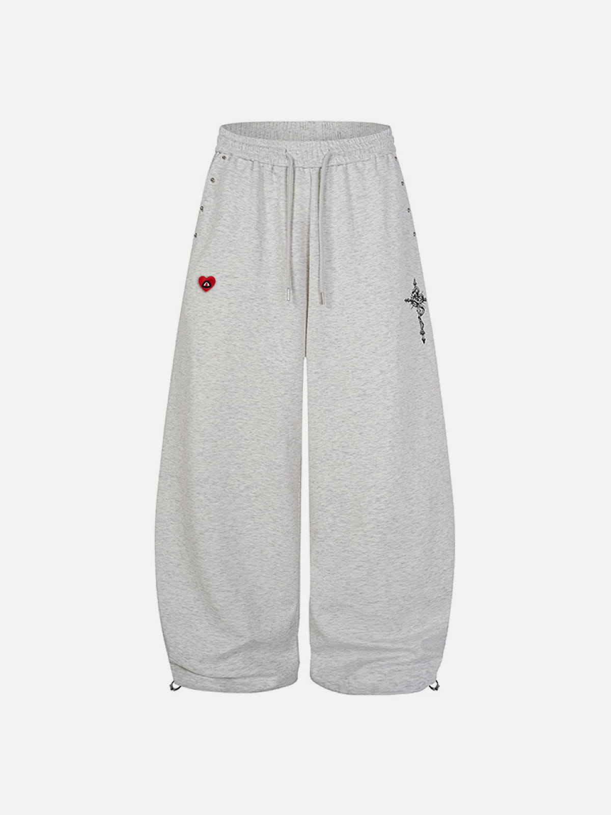 Cross Print Baggy Sweatpants Grey - Aelfric Eden
