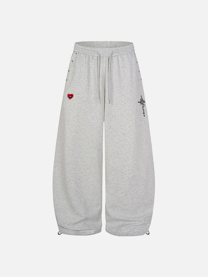 Cross Print Baggy Sweatpants Grey - Aelfric Eden