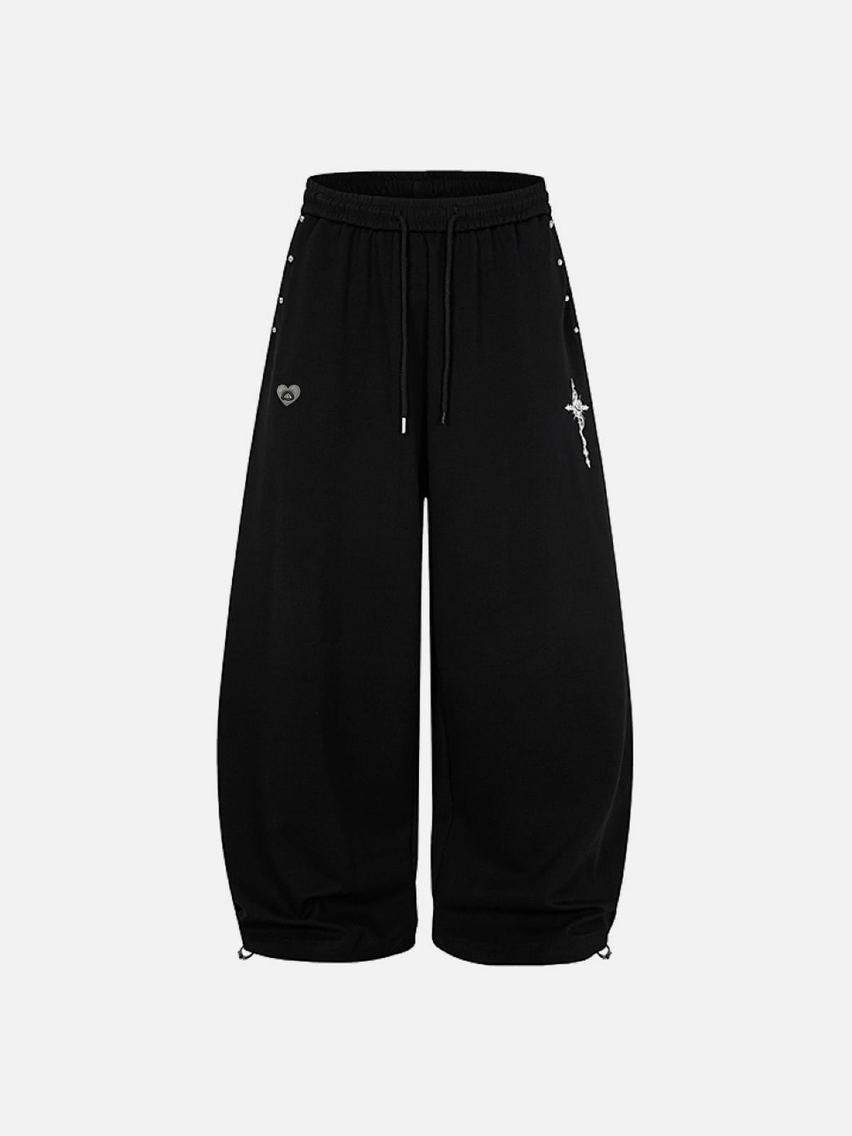 Cross Print Baggy Sweatpants Grey - Aelfric Eden