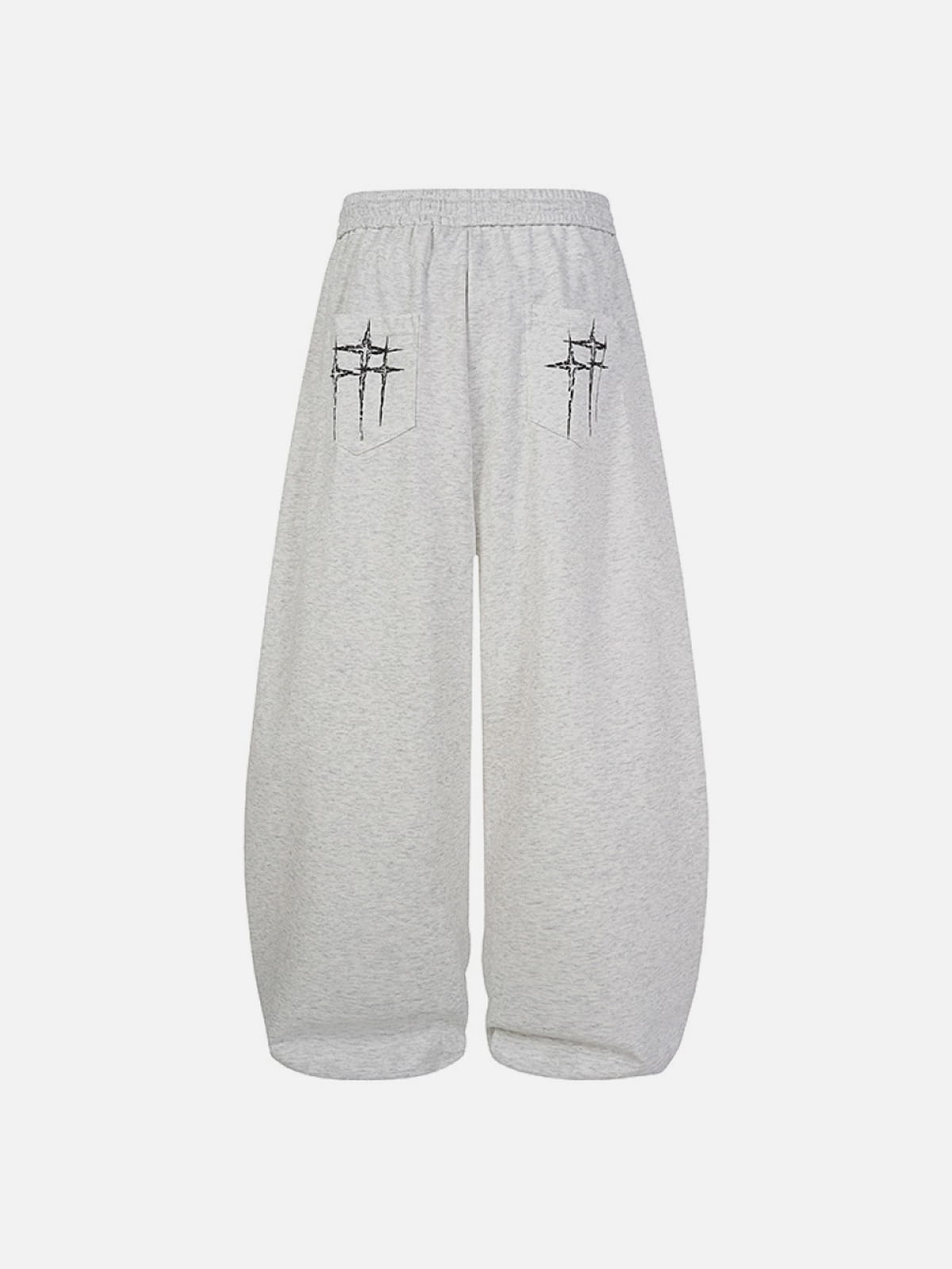 Cross Print Baggy Sweatpants Grey - Aelfric Eden