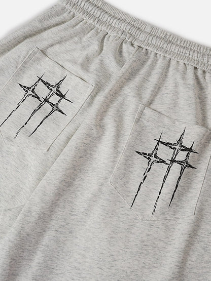 Cross Print Baggy Sweatpants Grey - Aelfric Eden