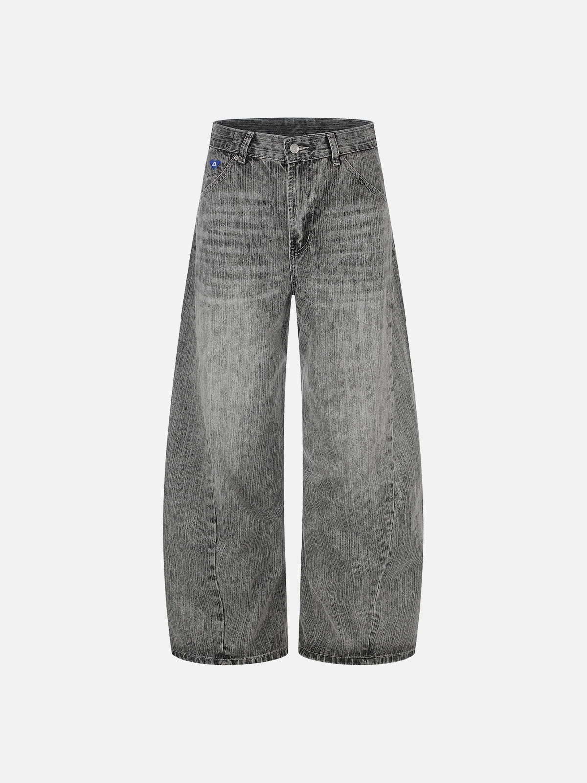 Textured Washed Baggy Barrel Jeans Grey - Aelfric Eden