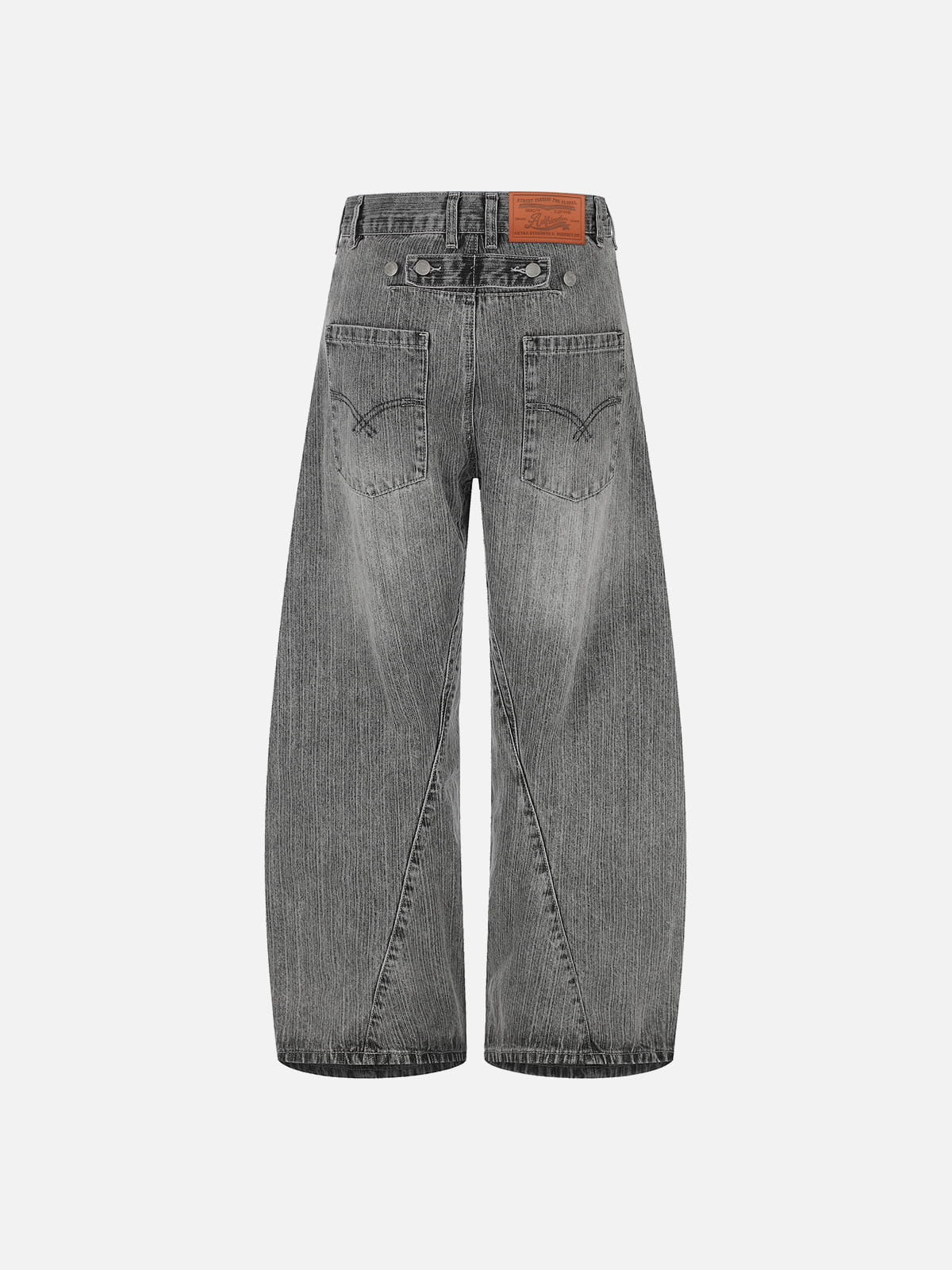 Textured Washed Baggy Barrel Jeans Grey - Aelfric Eden