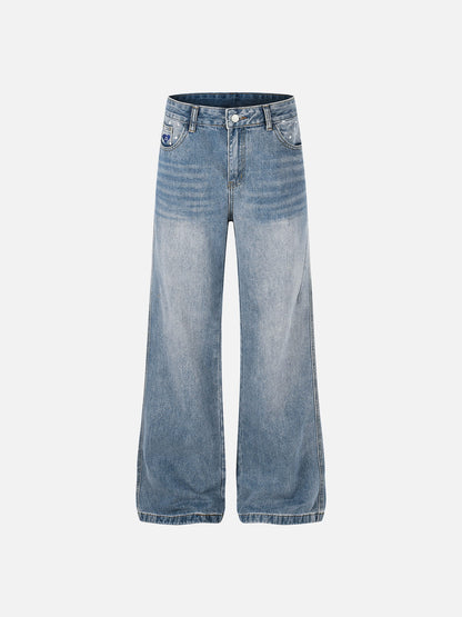 Star Print Washed Jeans Blue - Aelfric Eden