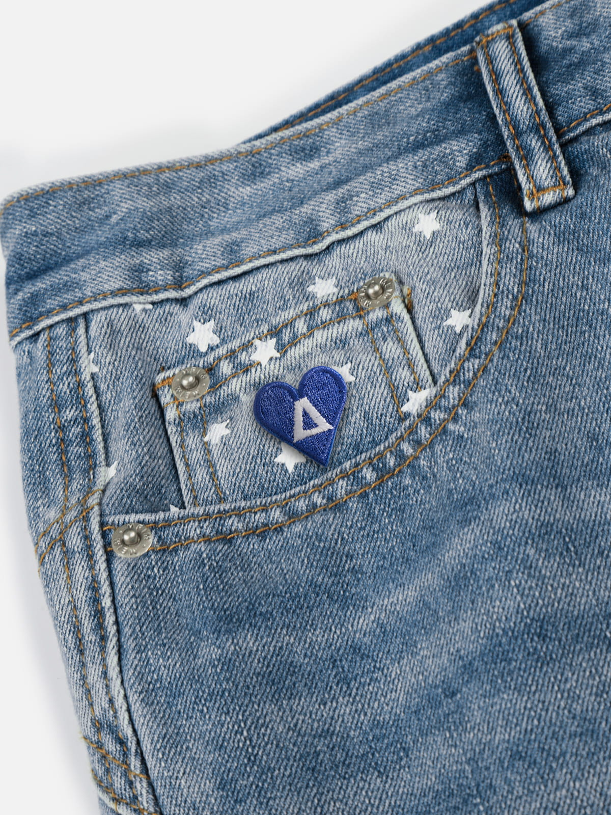 Star Print Washed Jeans Blue - Aelfric Eden