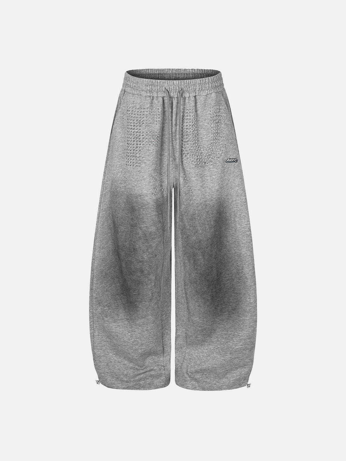 Studded Washed Baggy Barrel Sweatpants Grey - Aelfric Eden