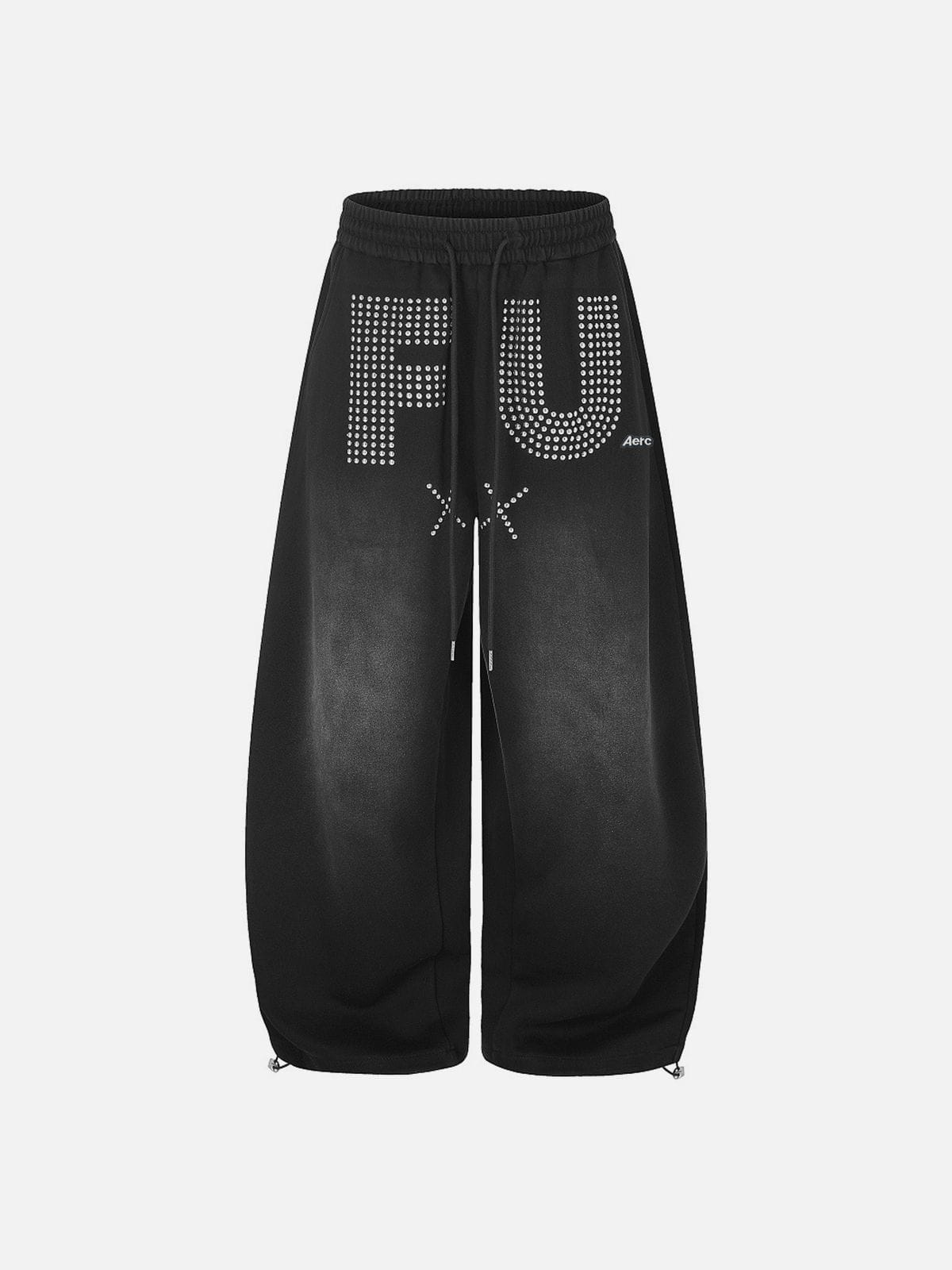 Studded Washed Baggy Barrel Sweatpants Grey - Aelfric Eden