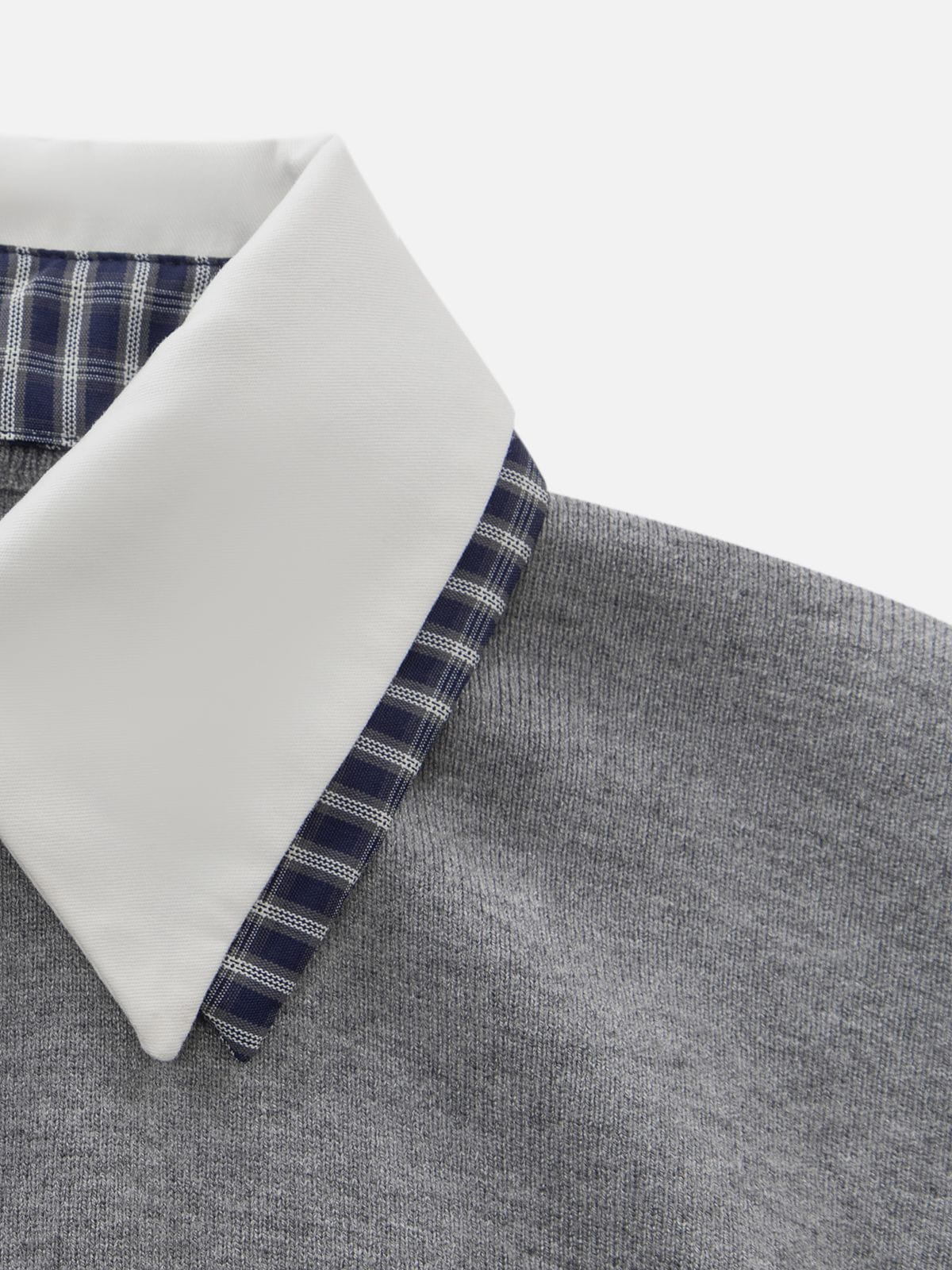Collared Gingham Trim Cardigan Grey - Aelfric Eden