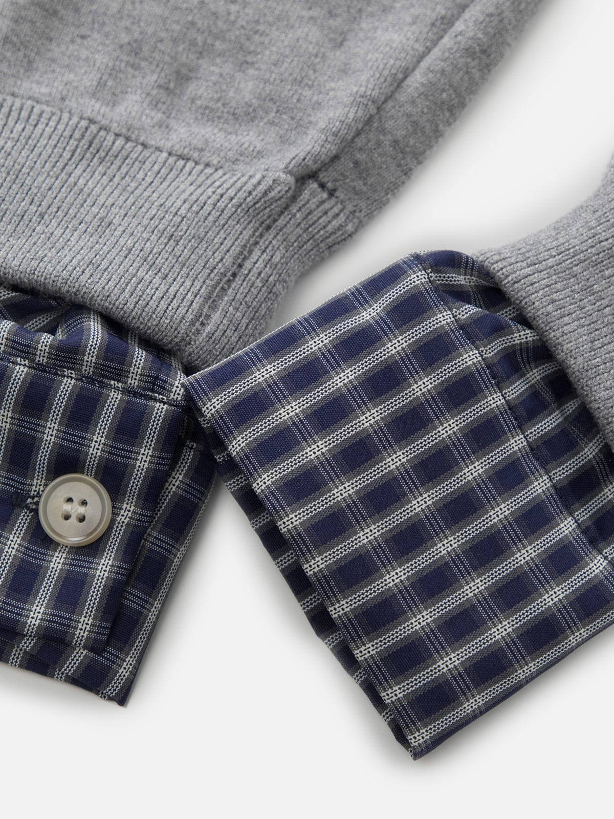 Collared Gingham Trim Cardigan Grey - Aelfric Eden