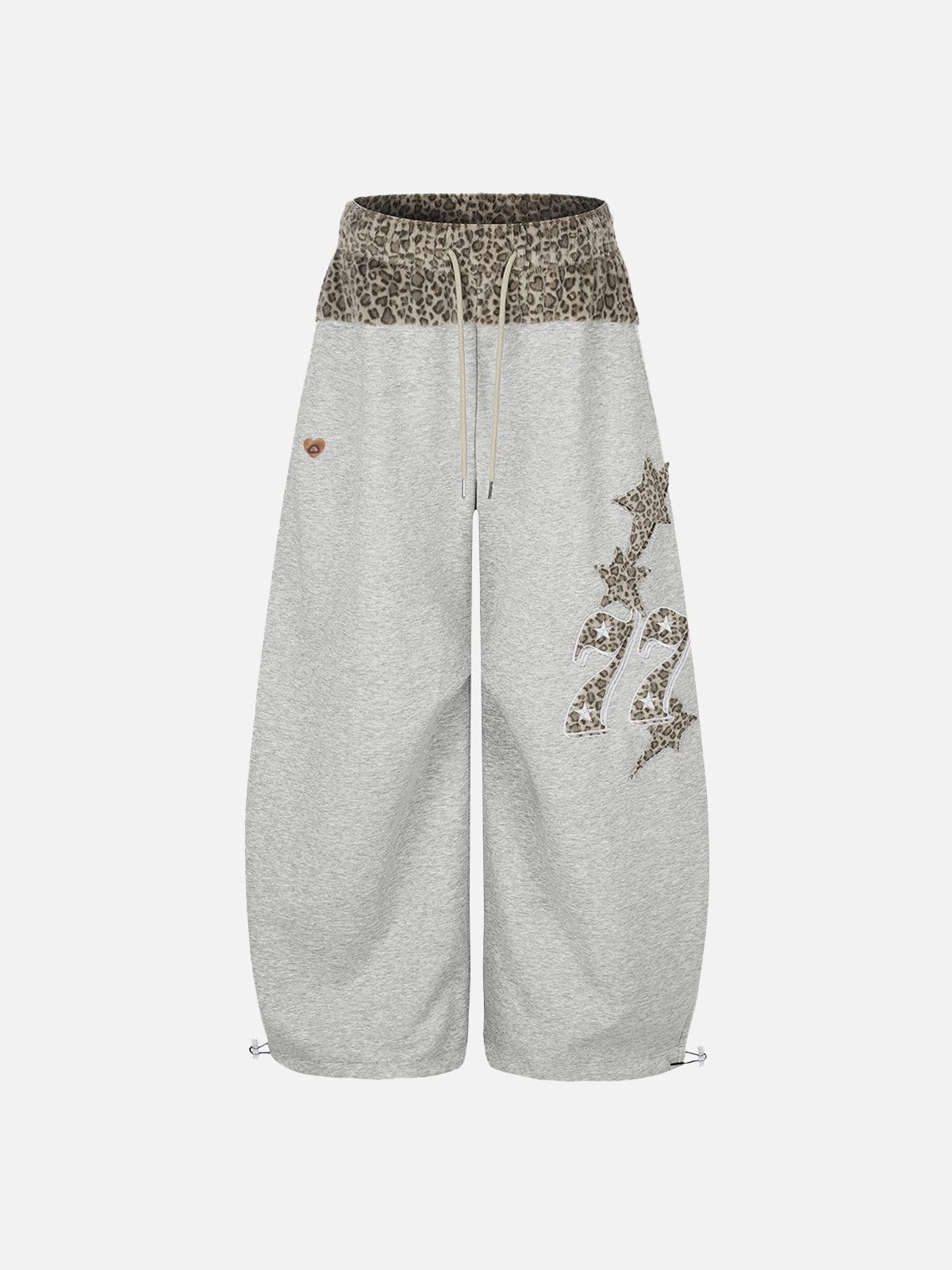 Leopard Panel Baggy Barrel Sweatpants Grey - Aelfric Eden