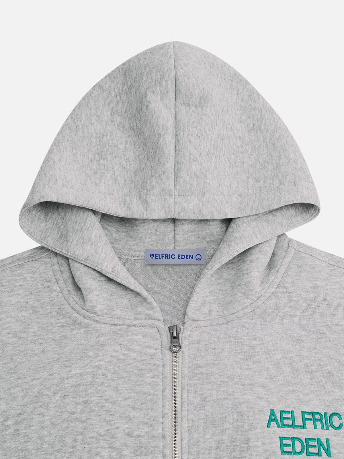 Boxy Graphic Zip Up Hoodie Grey - Aelfric Eden