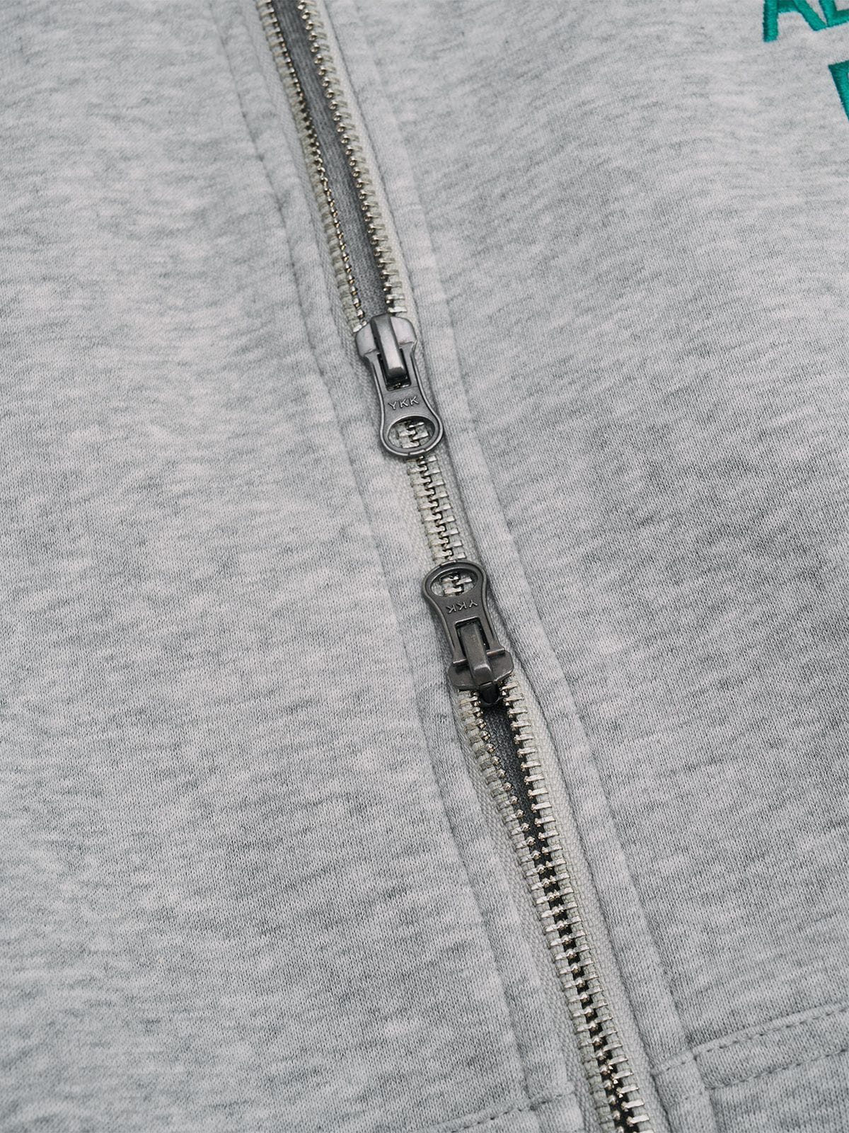 Boxy Graphic Zip Up Hoodie Grey - Aelfric Eden