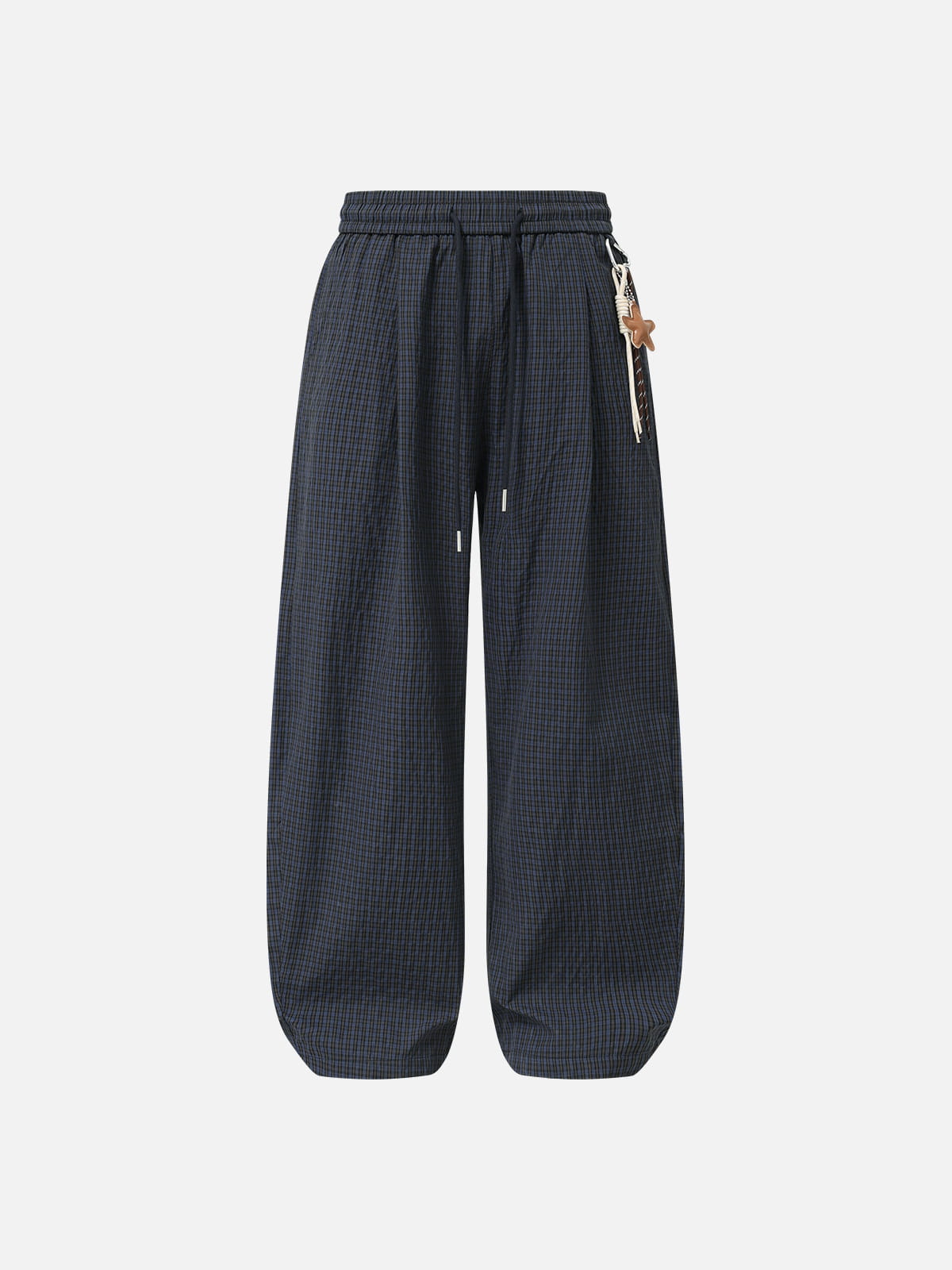 Plaid Charm Baggy Sweatpants Dark Blue - Aelfric Eden