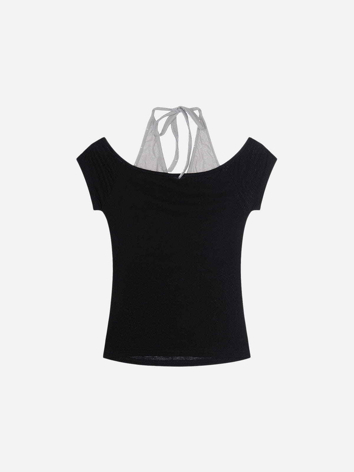 Halter Layered Baby Tee Black - Aelfric Eden