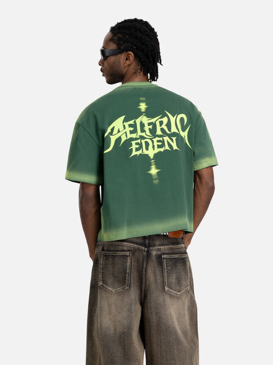 Boxy Graphic Washed Tee Green - Aelfric Eden