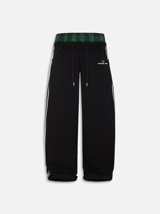 Double Waist Baggy Sweatpants Black - Aelfric Eden