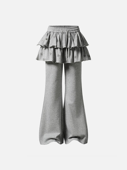 Star Ruffle Bootcut Sweatpants Grey - Aelfric Eden