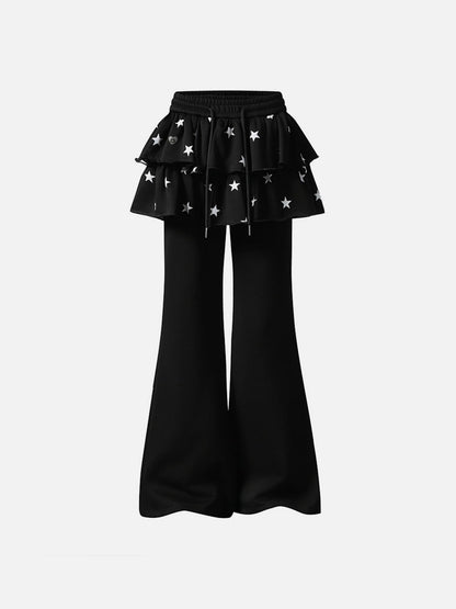 Star Ruffle Bootcut Sweatpants Grey - Aelfric Eden