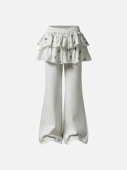 Star Ruffle Bootcut Sweatpants Grey - Aelfric Eden