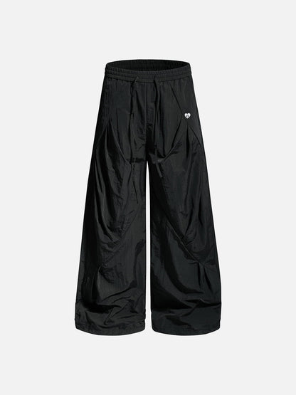 Pleated Panel Baggy Barrel Pants Blue - Aelfric Eden