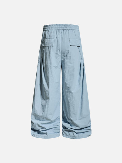 Pleated Panel Baggy Barrel Pants Blue - Aelfric Eden