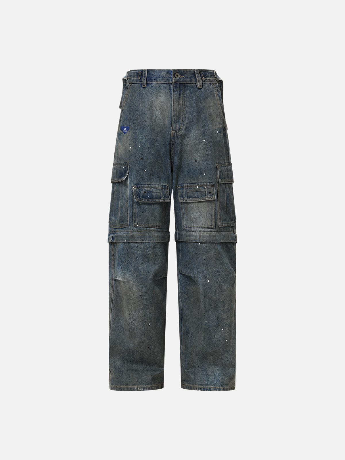 Paint Splatter Multi Pocket Jeans Blue - Aelfric Eden