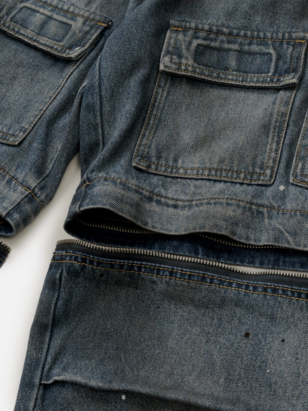 Paint Splatter Multi Pocket Jeans Blue - Aelfric Eden