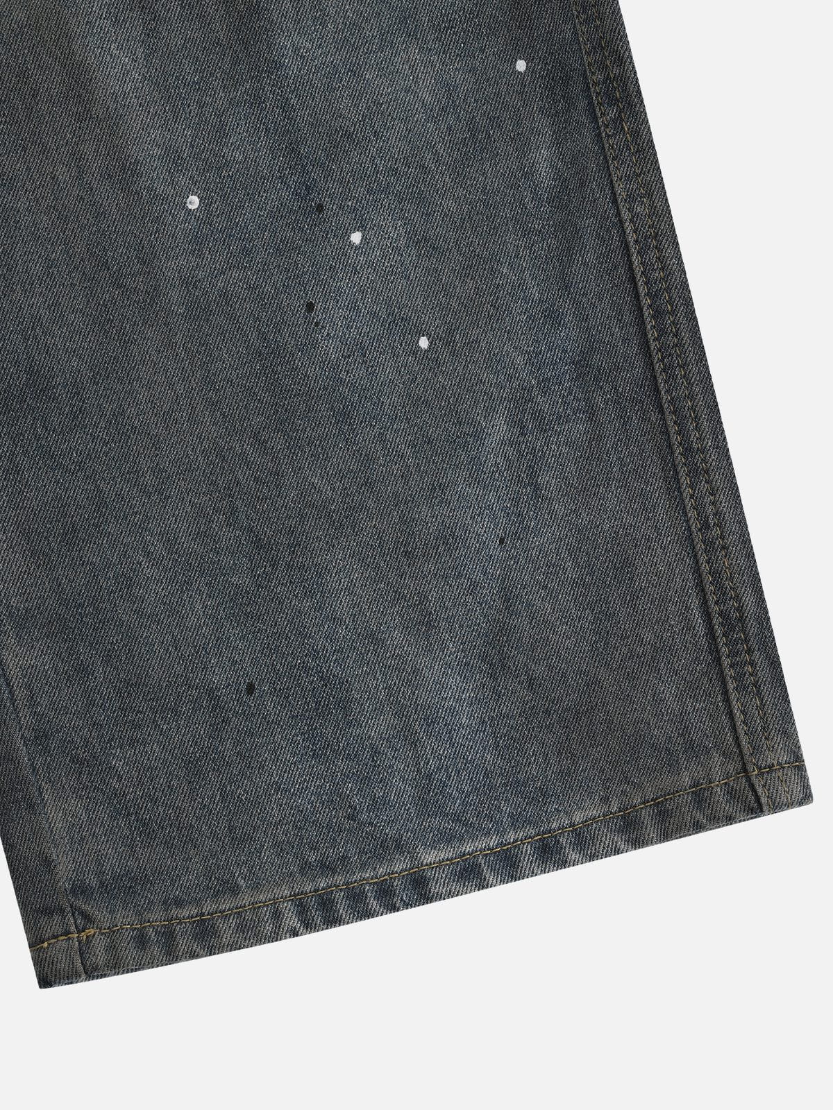 Paint Splatter Multi Pocket Jeans Blue - Aelfric Eden
