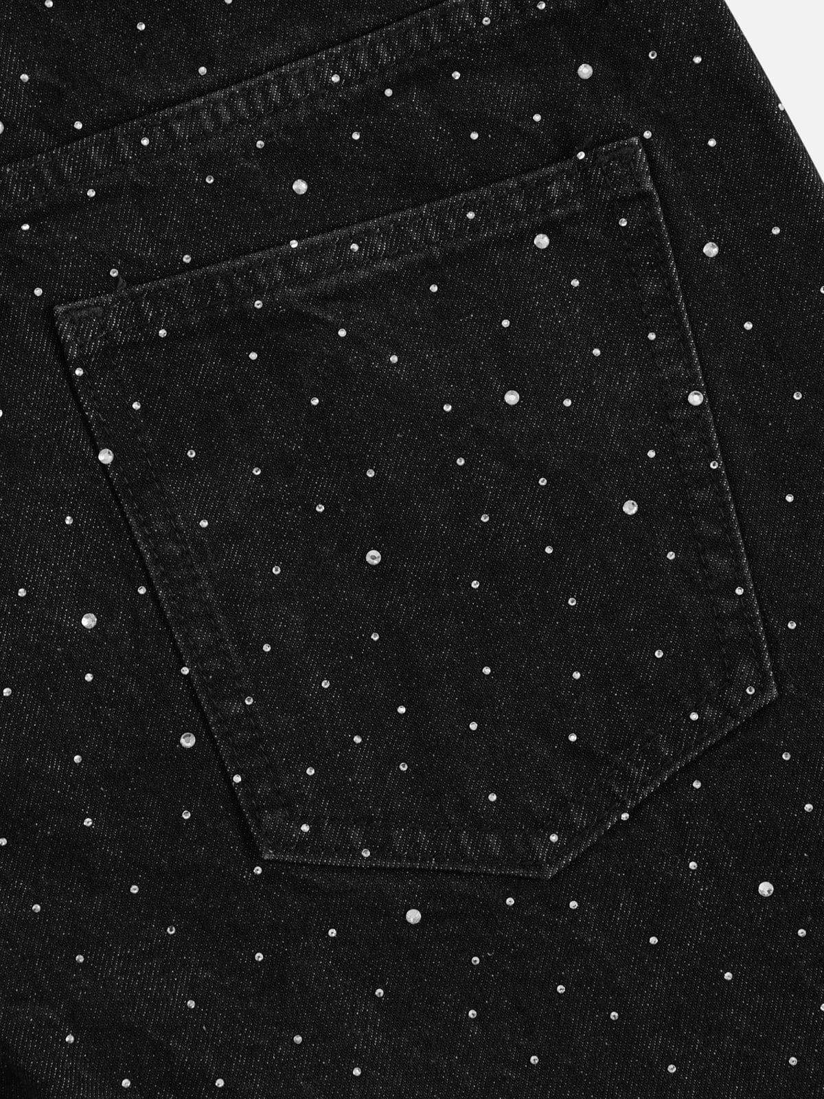 Rhinestone Star Baggy Jeans Black - Aelfric Eden