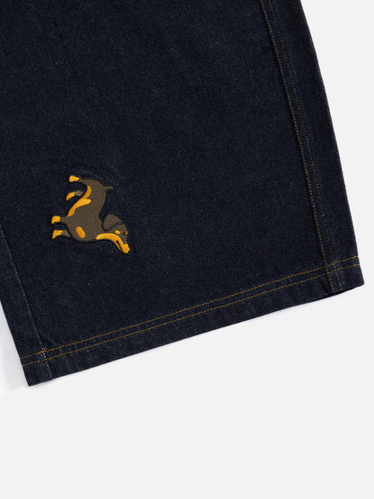 Dachshund Embroidered Baggy Jeans Blue - Aelfric Eden