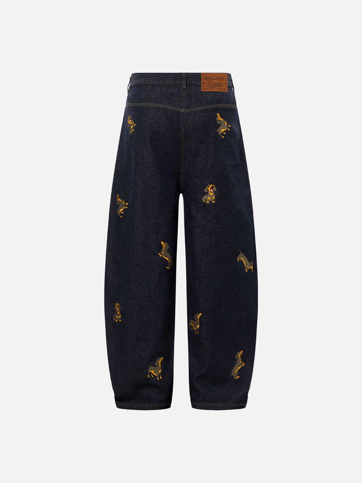 Dachshund Embroidered Baggy Jeans Blue - Aelfric Eden